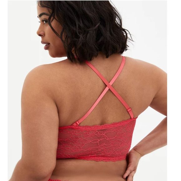 Torrid Size 2X (18-20) Bright Berry Lace Lightly Padded Bandeau - Picture 5 of 6